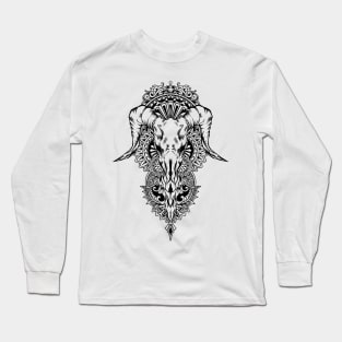 goat skull tattoo with mandalas Long Sleeve T-Shirt